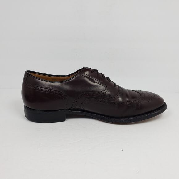 Johnson Murphy Mens Size 11 Optima Burgundy Leather Formal Dress Wingtip Shoes